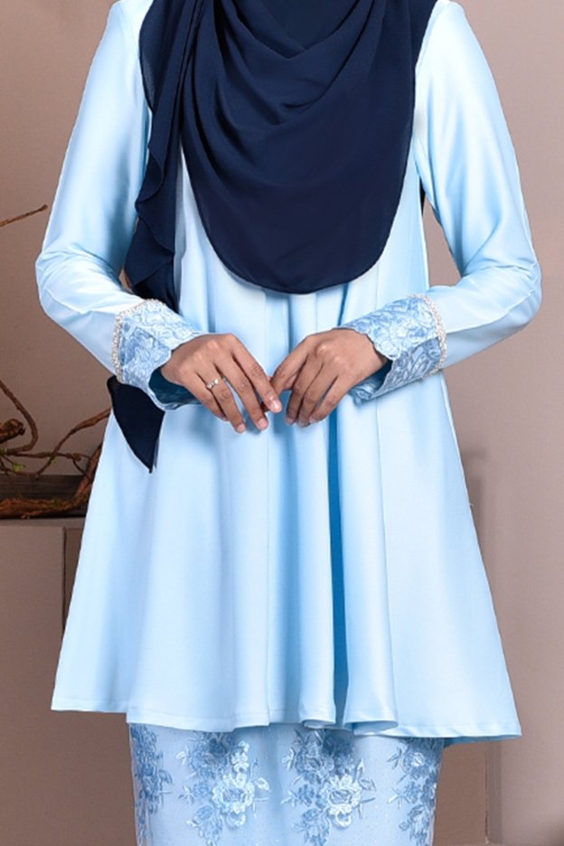 Baju Kurung Lace Avery - Ice Blue