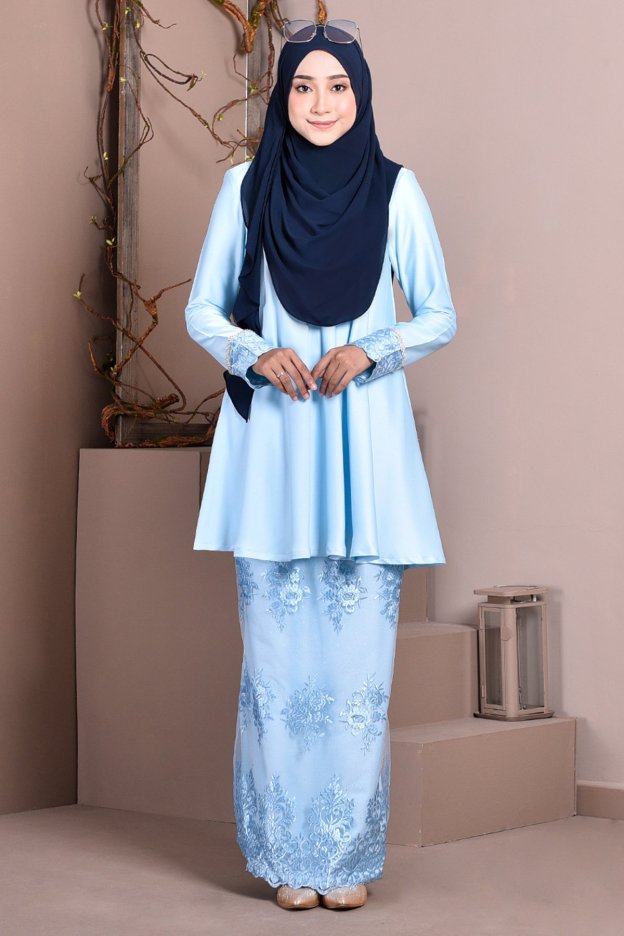 Baju Kurung Lace Avery - Ice Blue