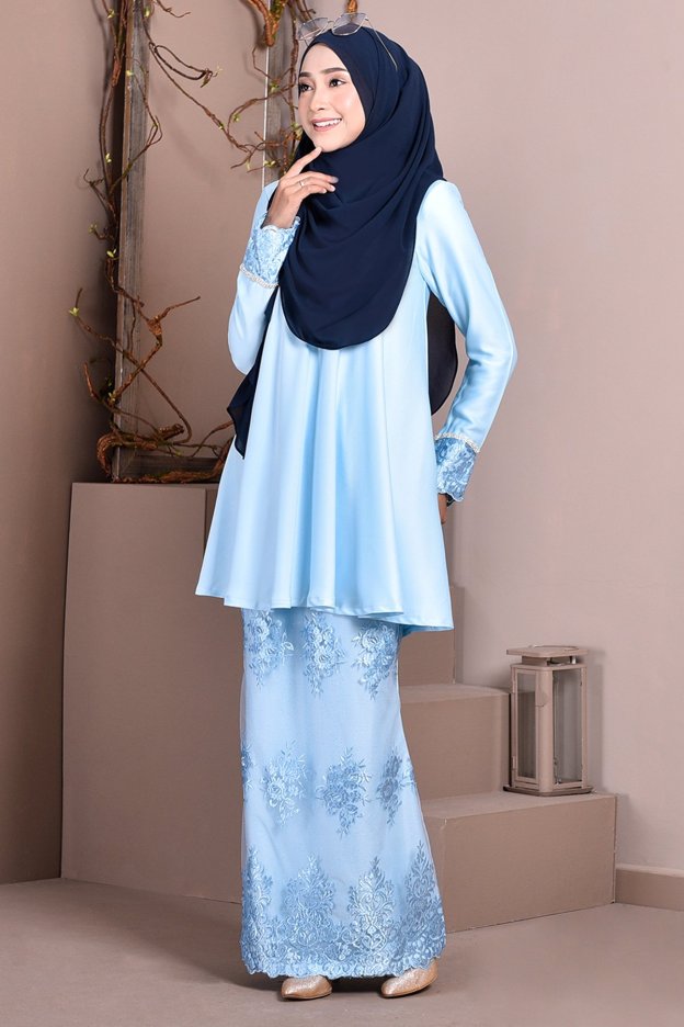 Baju Kurung Lace Avery - Ice Blue
