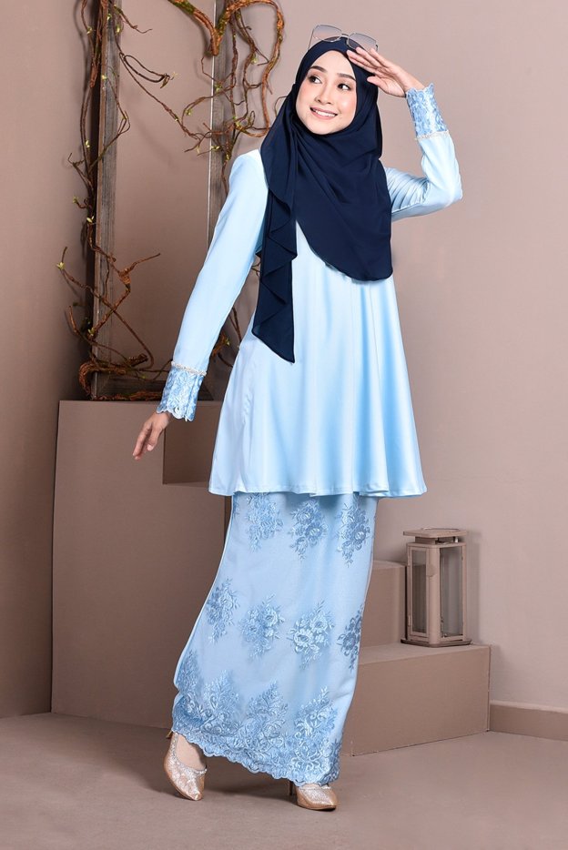 Baju Kurung Lace Avery - Ice Blue