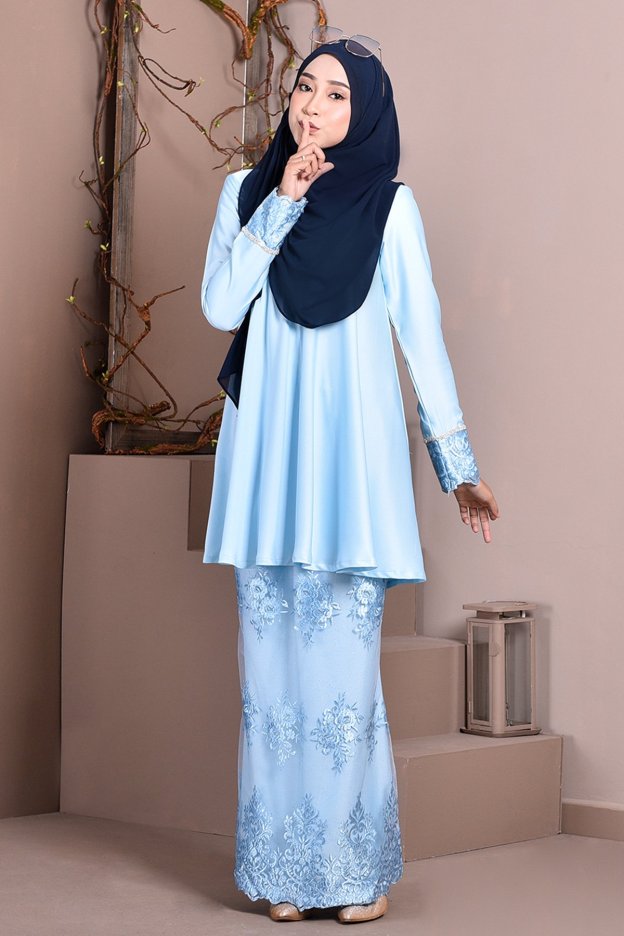 Baju Kurung Lace Avery - Ice Blue