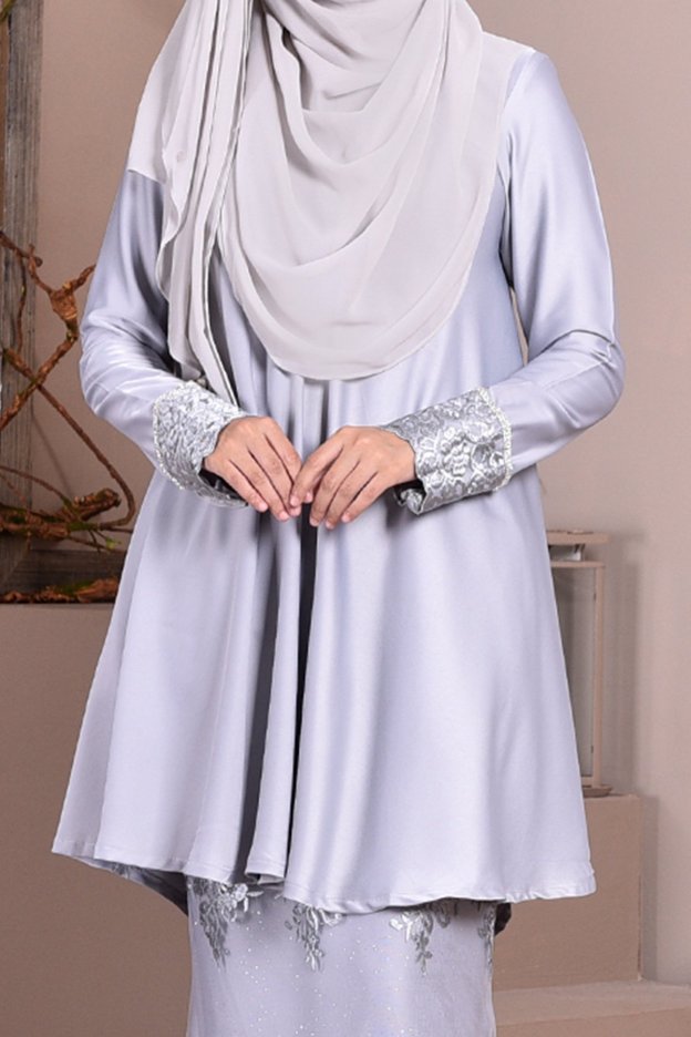 Baju Kurung Lace Avery - Mist Grey