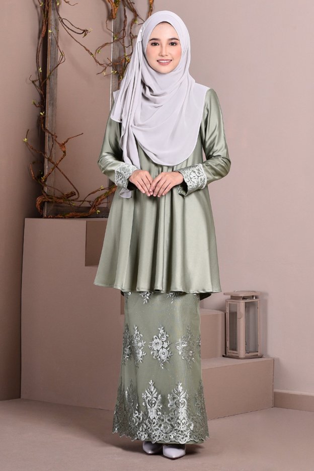 Baju Kurung Lace Avery - Olive Green