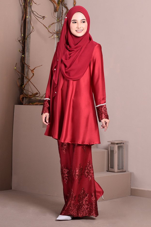 Baju Kurung Lace Avery - Scarlet Red