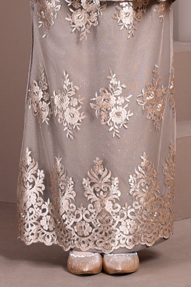 Baju Kurung Lace Avery - Silk Brown