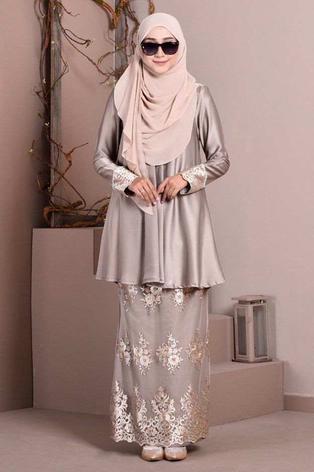 Baju Kurung Lace Avery - Silk Brown