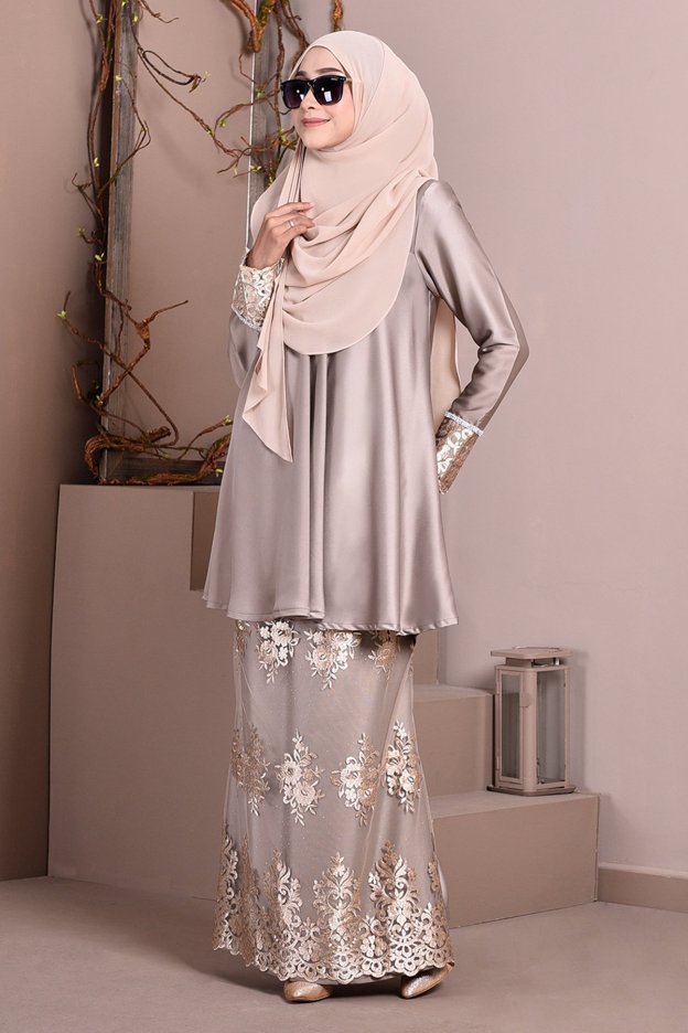 Baju Kurung Lace Avery - Silk Brown