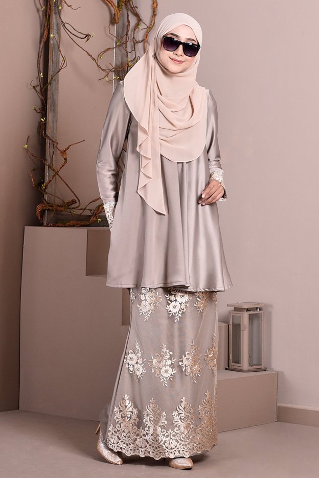 Baju Kurung Lace Avery - Silk Brown