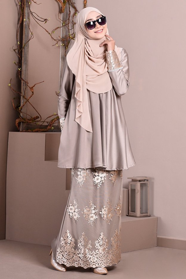 Baju Kurung Lace Avery - Silk Brown