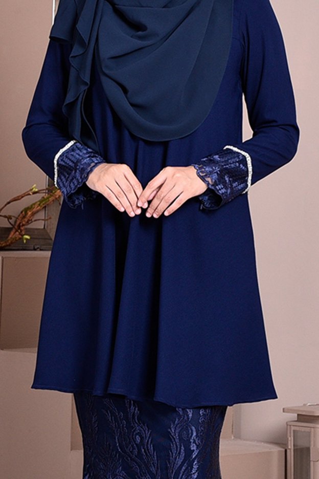 Baju Kurung Lace Aveth - Navy Blue