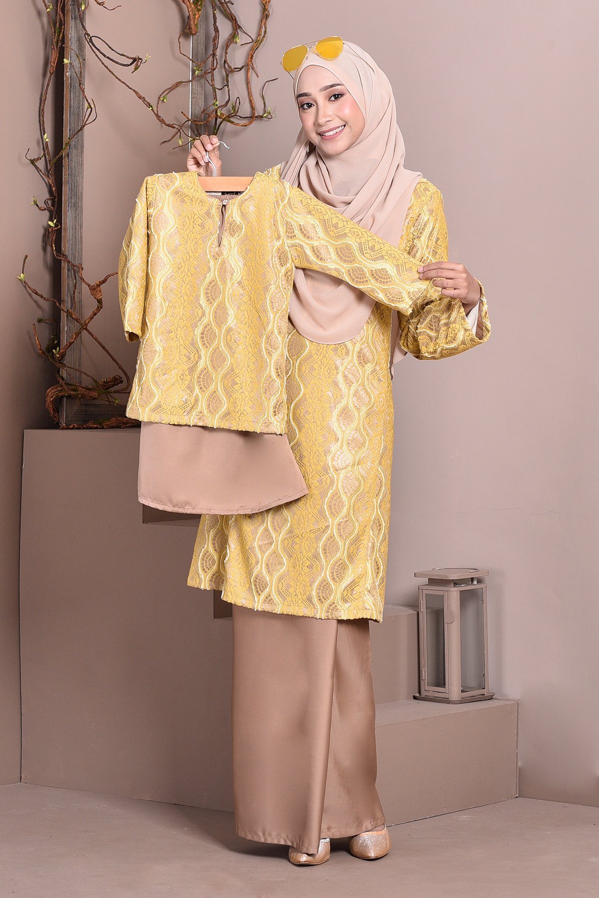 Baju Kurung Pahang Lace Gia Kids - Gold