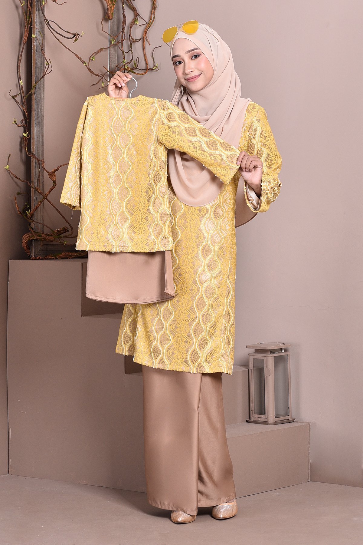 Baju Kurung Pahang Lace Gia Kids - Gold