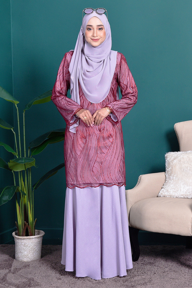 Baju Kurung Lace Lilian - Ruby Grey