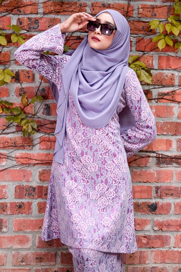 Baju Kurung Lace Lux Gwen - Purple