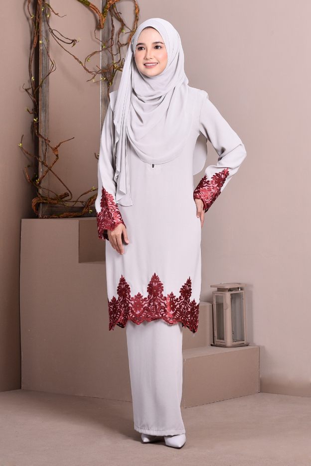 Baju Kurung Lace Royal Maya - Cloud Grey