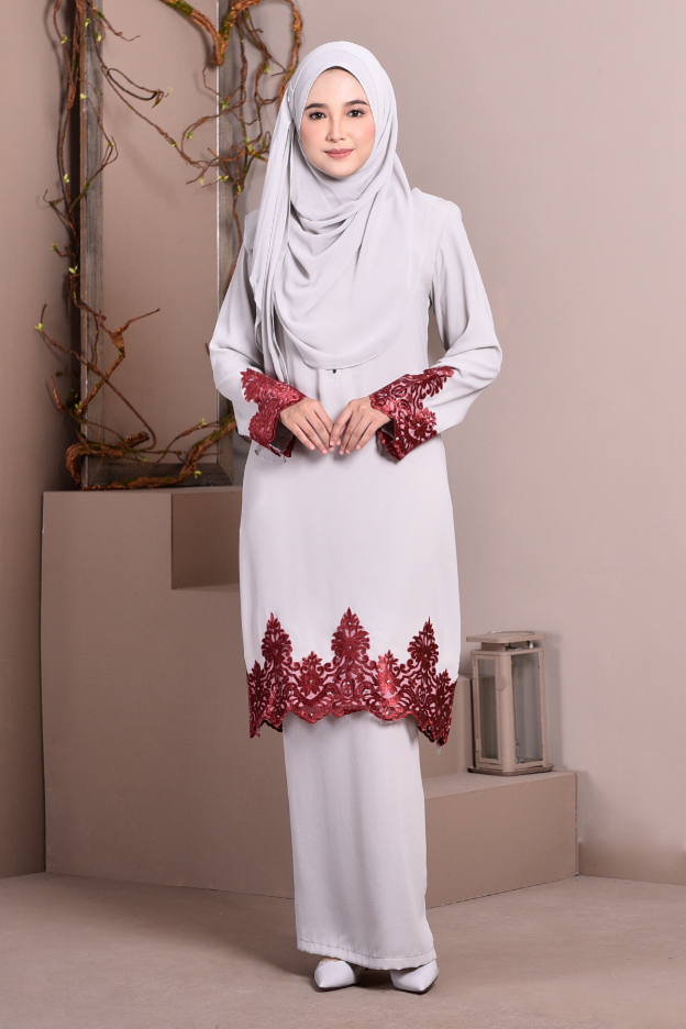Baju Kurung Lace Royal Maya - Cloud Grey