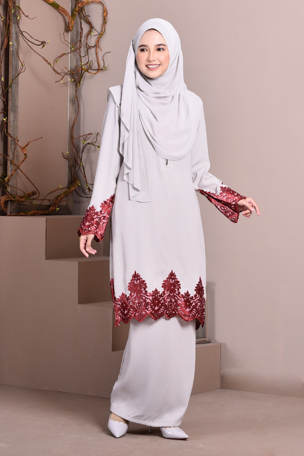 Baju Kurung Lace Royal Maya - Cloud Grey