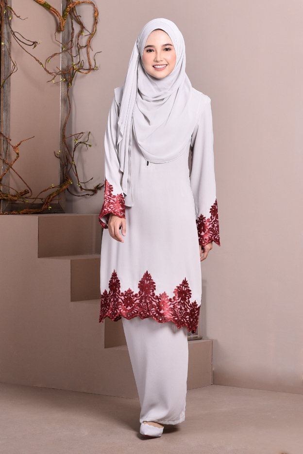 Baju Kurung Lace Royal Maya - Cloud Grey