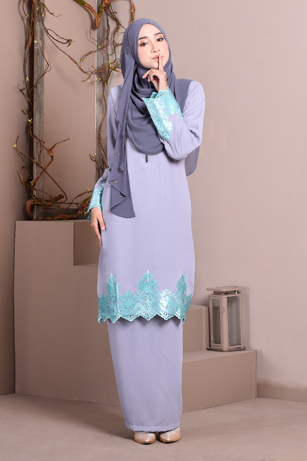Baju Kurung Lace Royal Maya - Fresh Grey