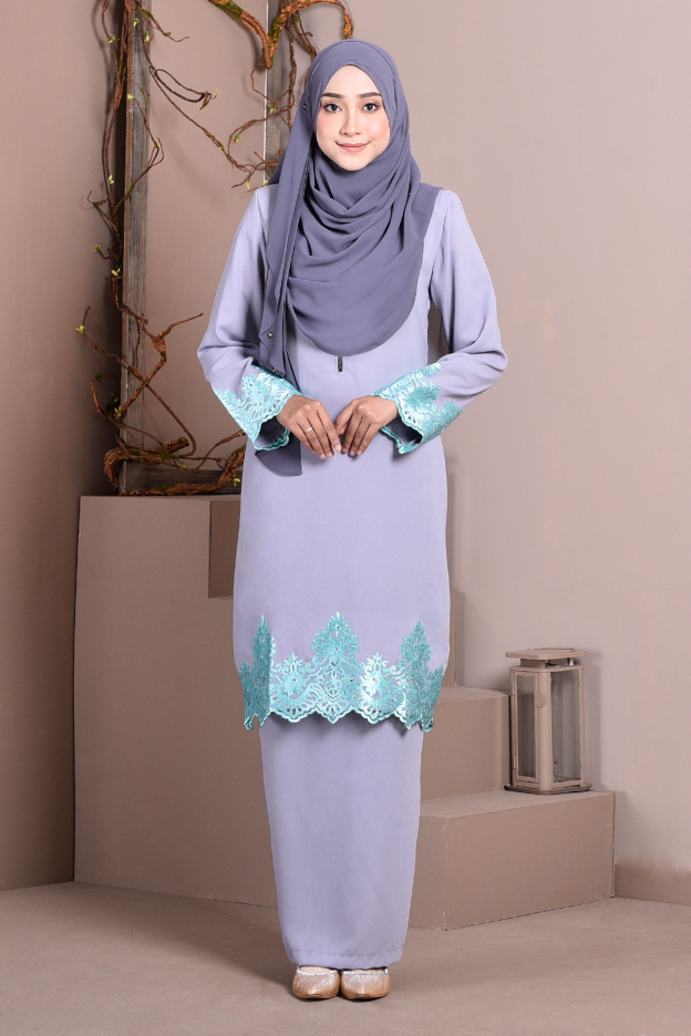 Baju Kurung Lace Royal Maya - Fresh Grey