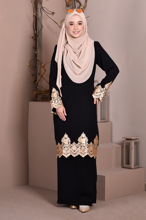 Baju Kurung Lace Royal Maya - Glamour Black