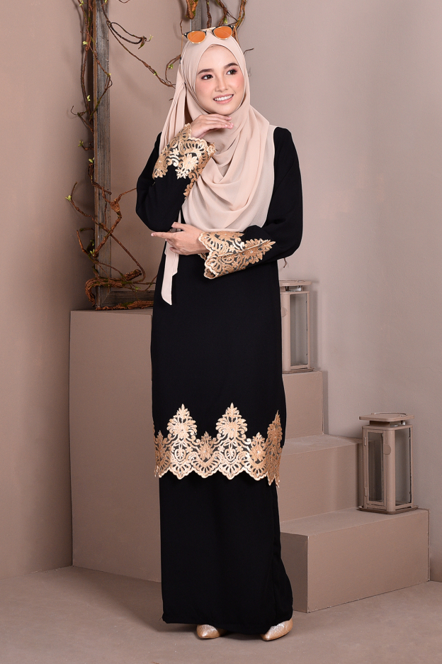 Baju Kurung Lace Royal Maya - Glamour Black