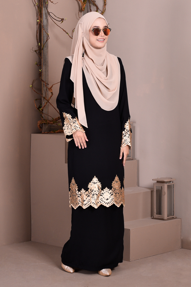 Baju Kurung Lace Royal Maya - Glamour Black