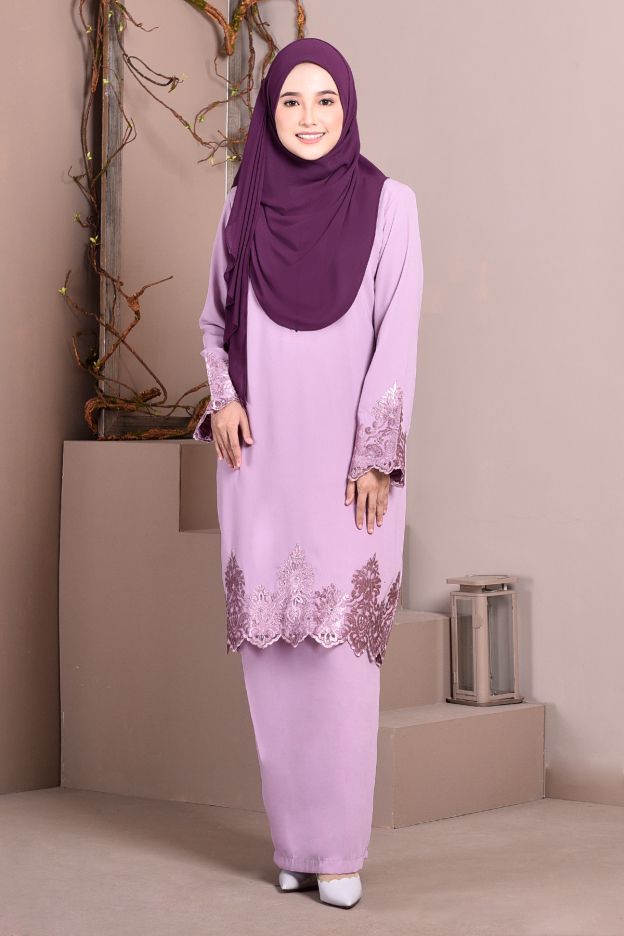 Baju Kurung Lace Royal Maya - Lilac Purple