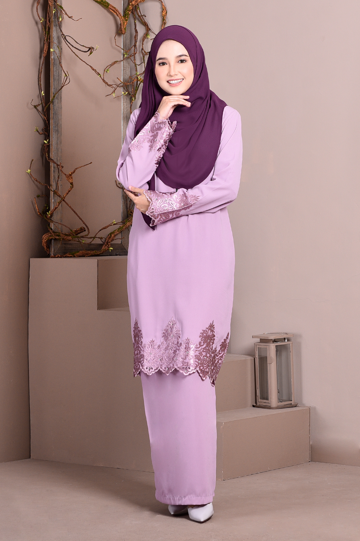 Baju Kurung Lace Royal Maya - Lilac Purple