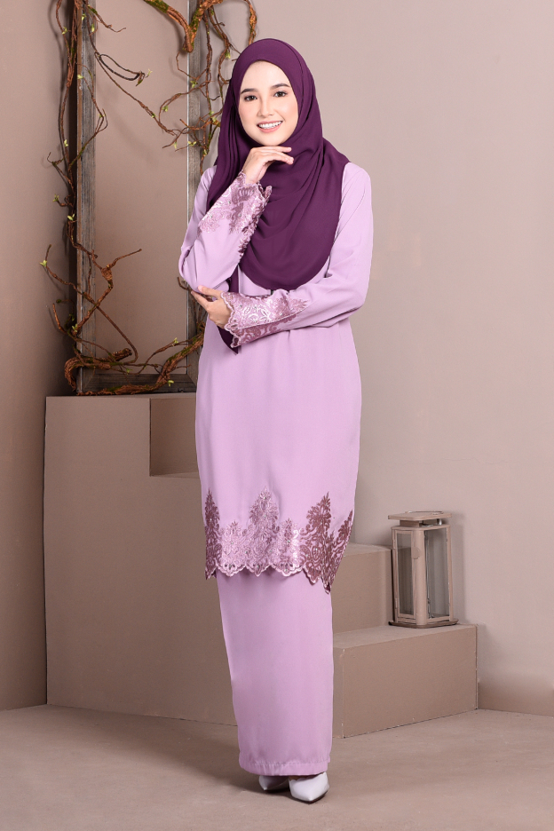 Baju Kurung Lace Royal Maya - Lilac Purple