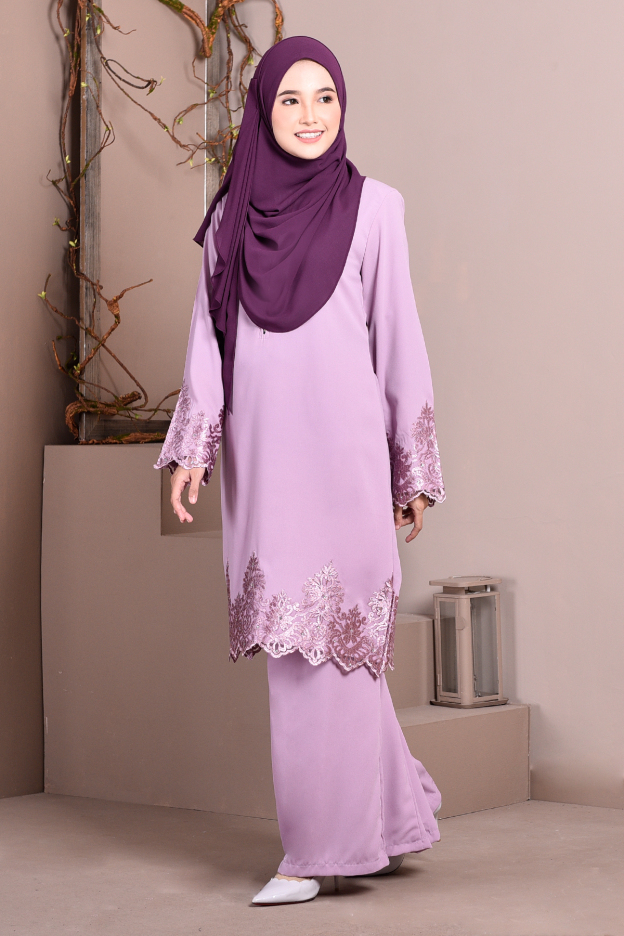 Baju Kurung Lace Royal Maya - Lilac Purple