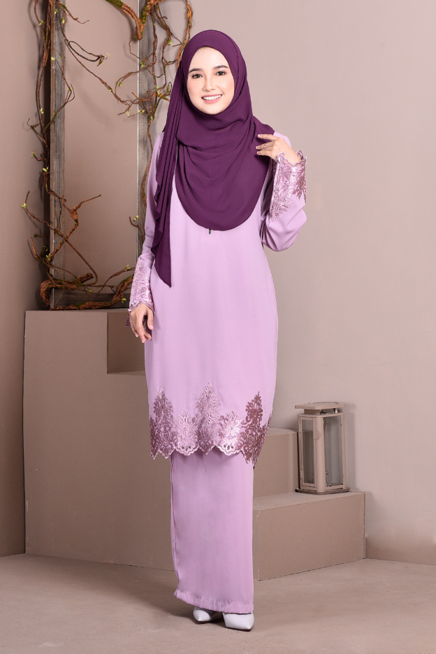 Baju Kurung Lace Royal Maya - Lilac Purple
