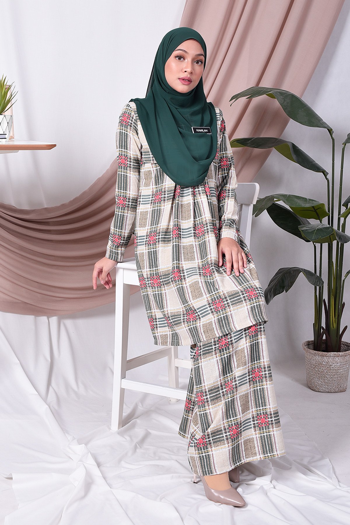 Baju Kurung Pleated Tiara - Pink