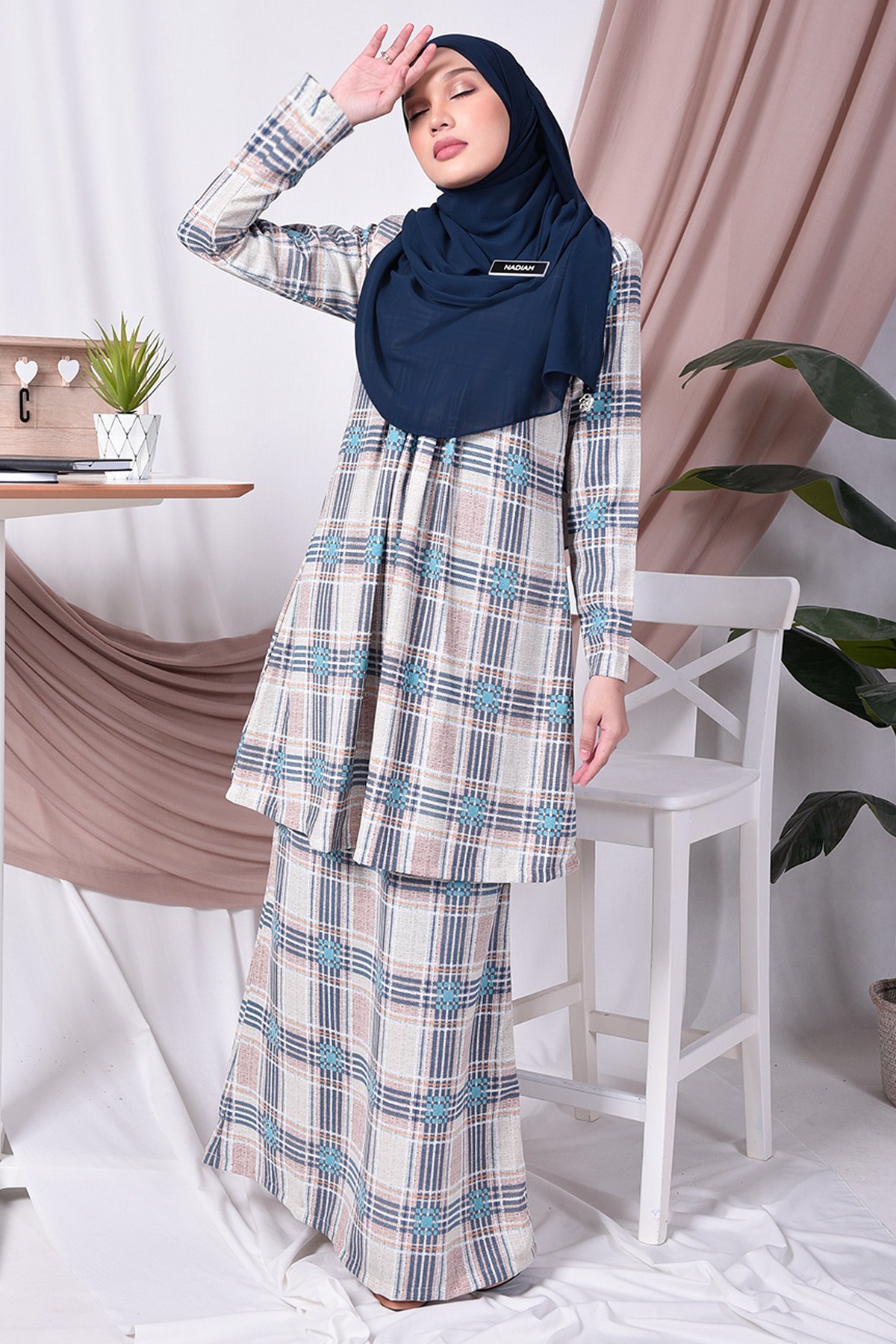 Baju Kurung Pleated Tiara - Blue