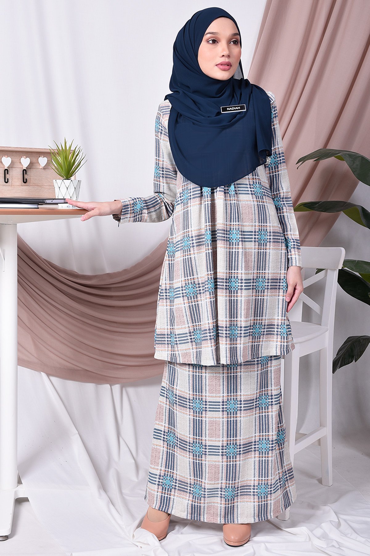 Baju Kurung Pleated Tiara - Blue