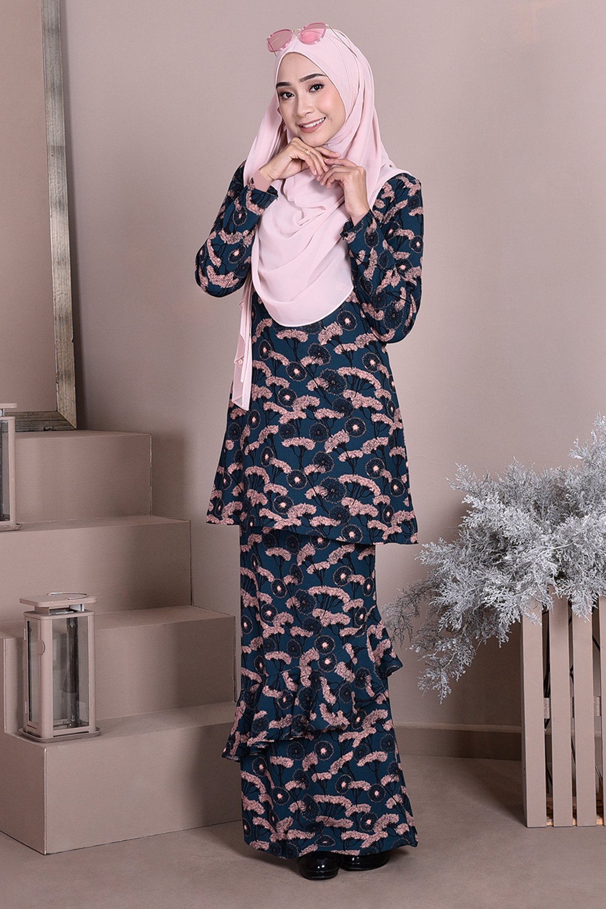 Baju Kurung Ruffle Anna - Forest Green