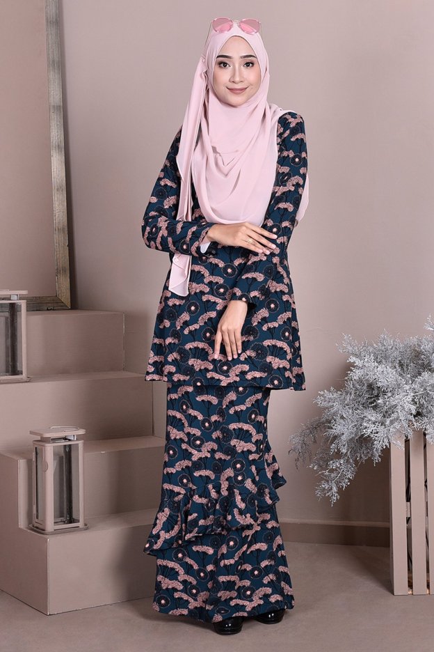 Baju Kurung Ruffle Anna - Forest Green