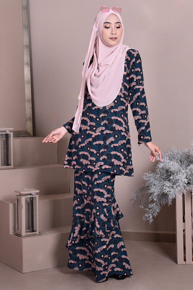 Baju Kurung Ruffle Anna - Forest Green