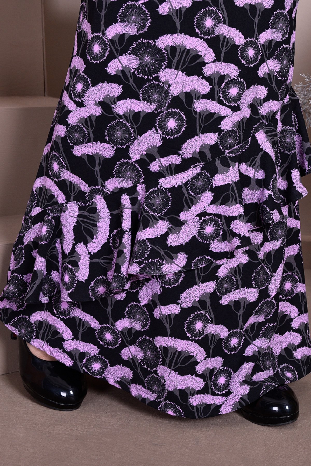 Baju Kurung Ruffle Anna - Lavendar Black