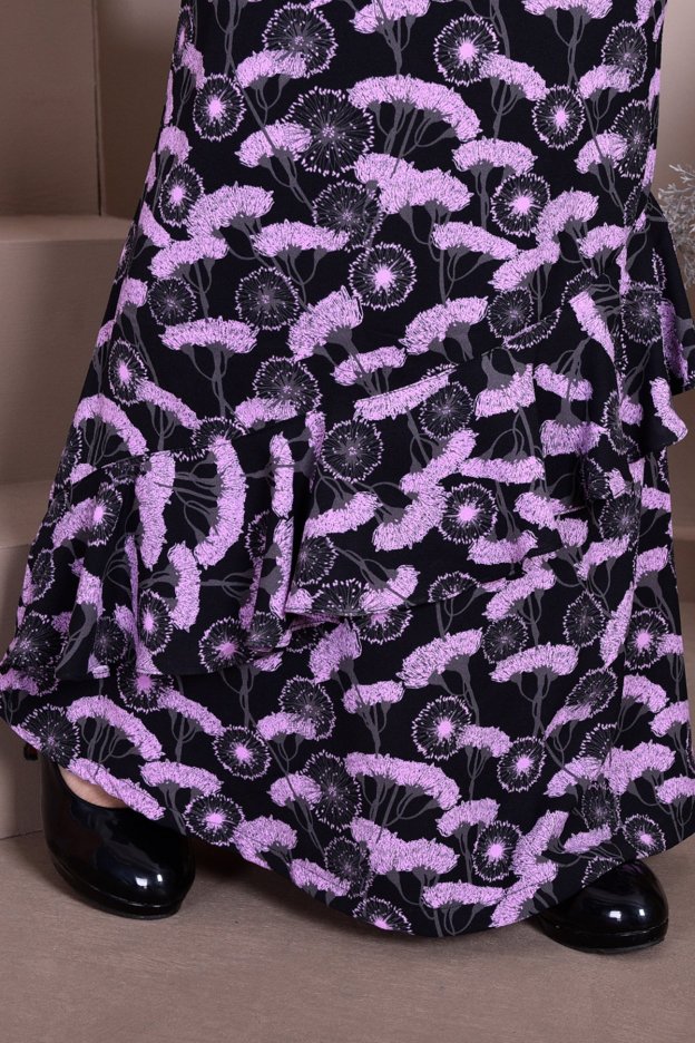 Baju Kurung Ruffle Anna - Lavendar Black