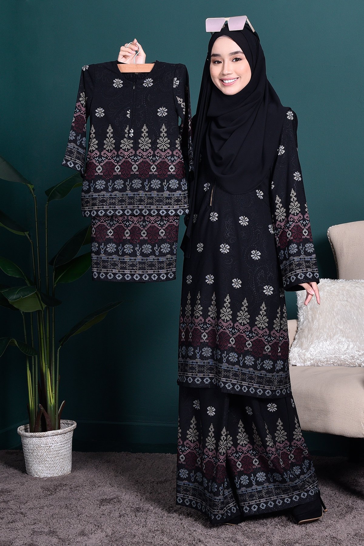 Baju Kurung Songket Amelia Kids - Black