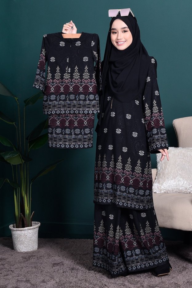 Baju Kurung Songket Amelia Kids - Black
