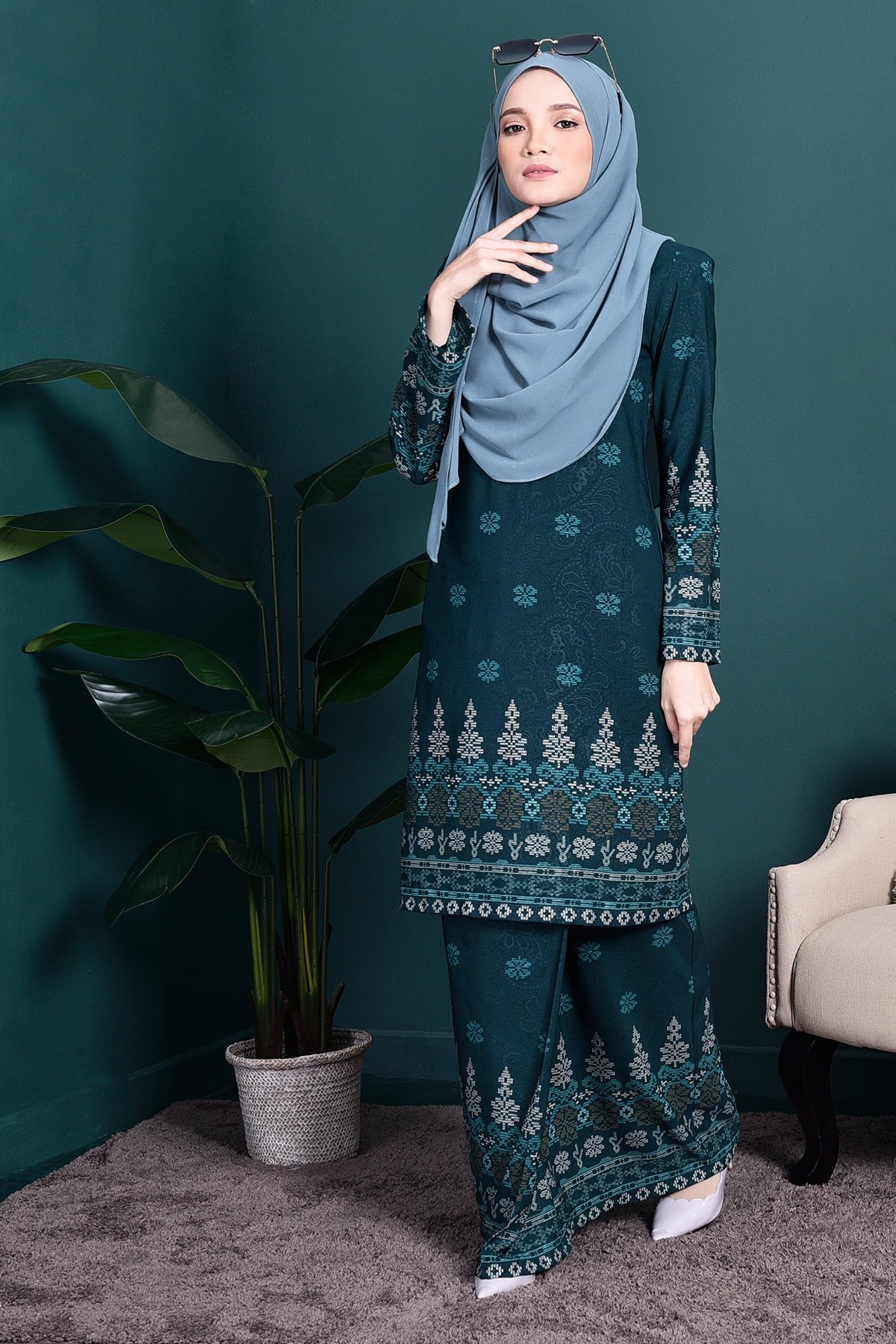 Baju Kurung Songket Amelia - Green Amor