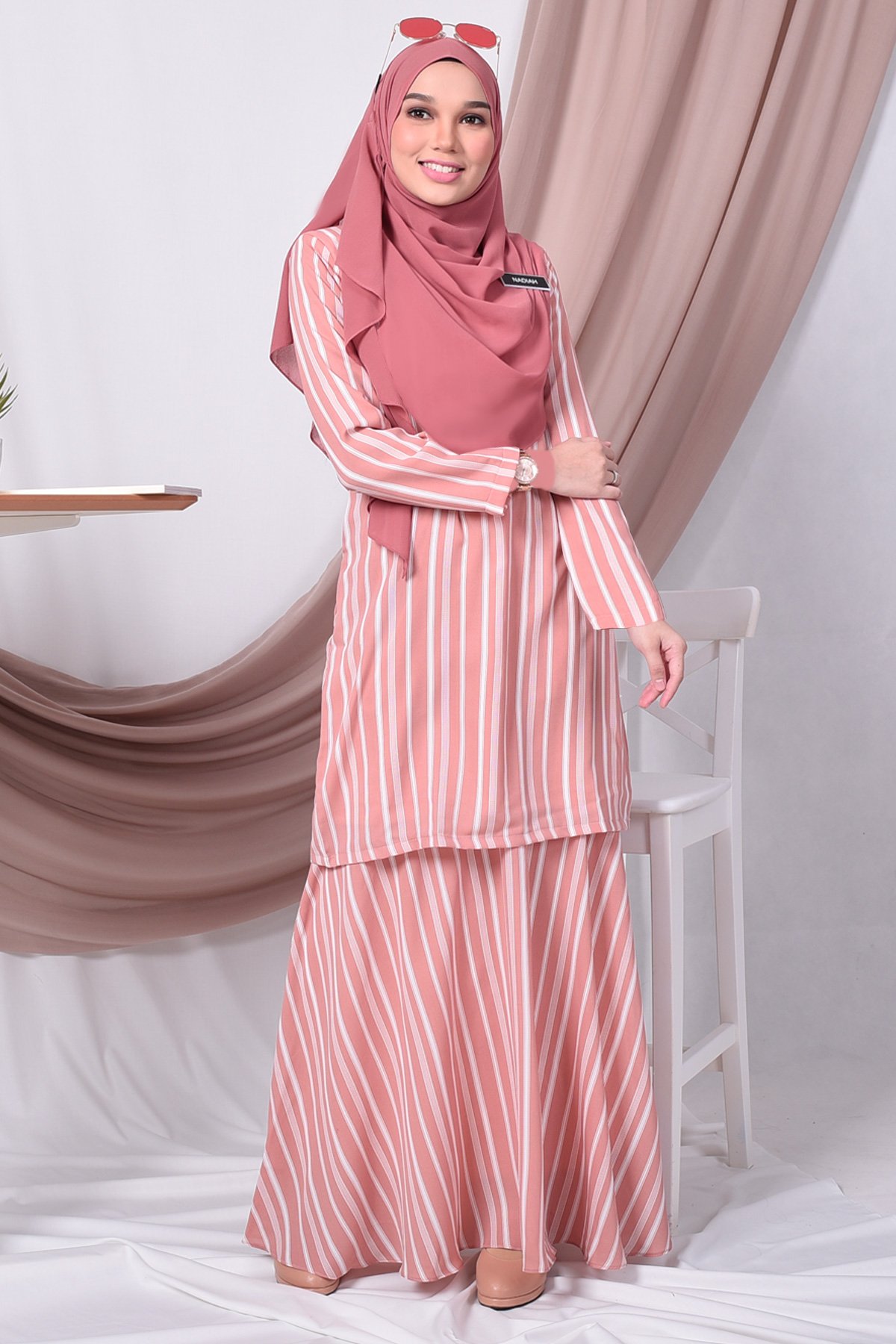 Baju Kurung Moden Monica - Peach