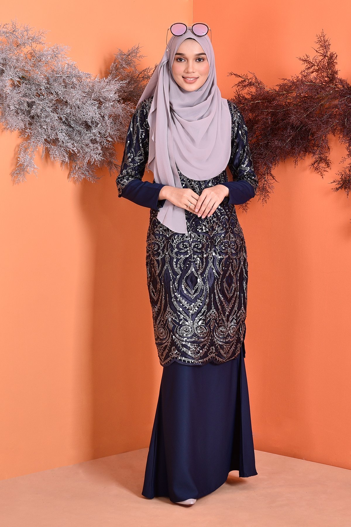 Baju Kurung Lace Sequin Jazlyn - Majestic Blue