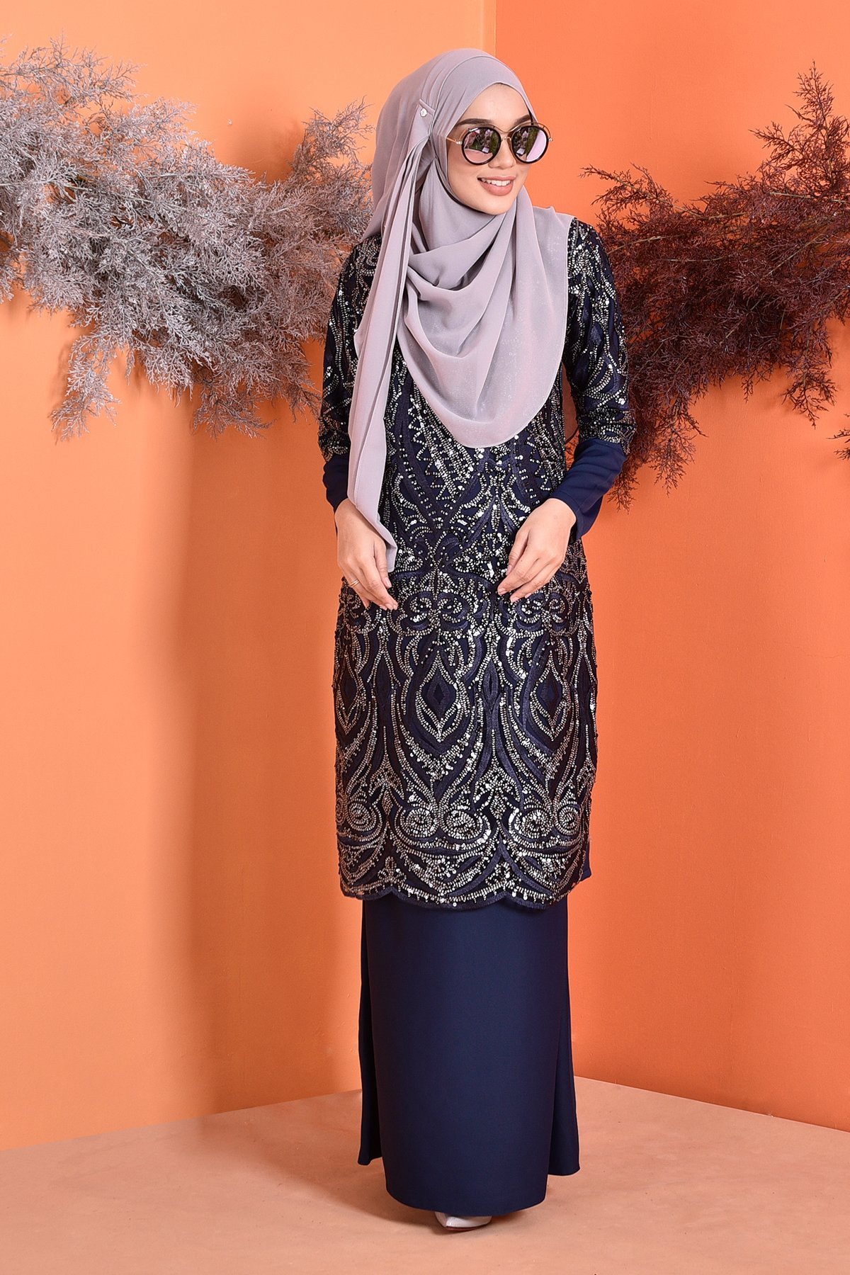 Baju Kurung Lace Sequin Jazlyn - Majestic Blue