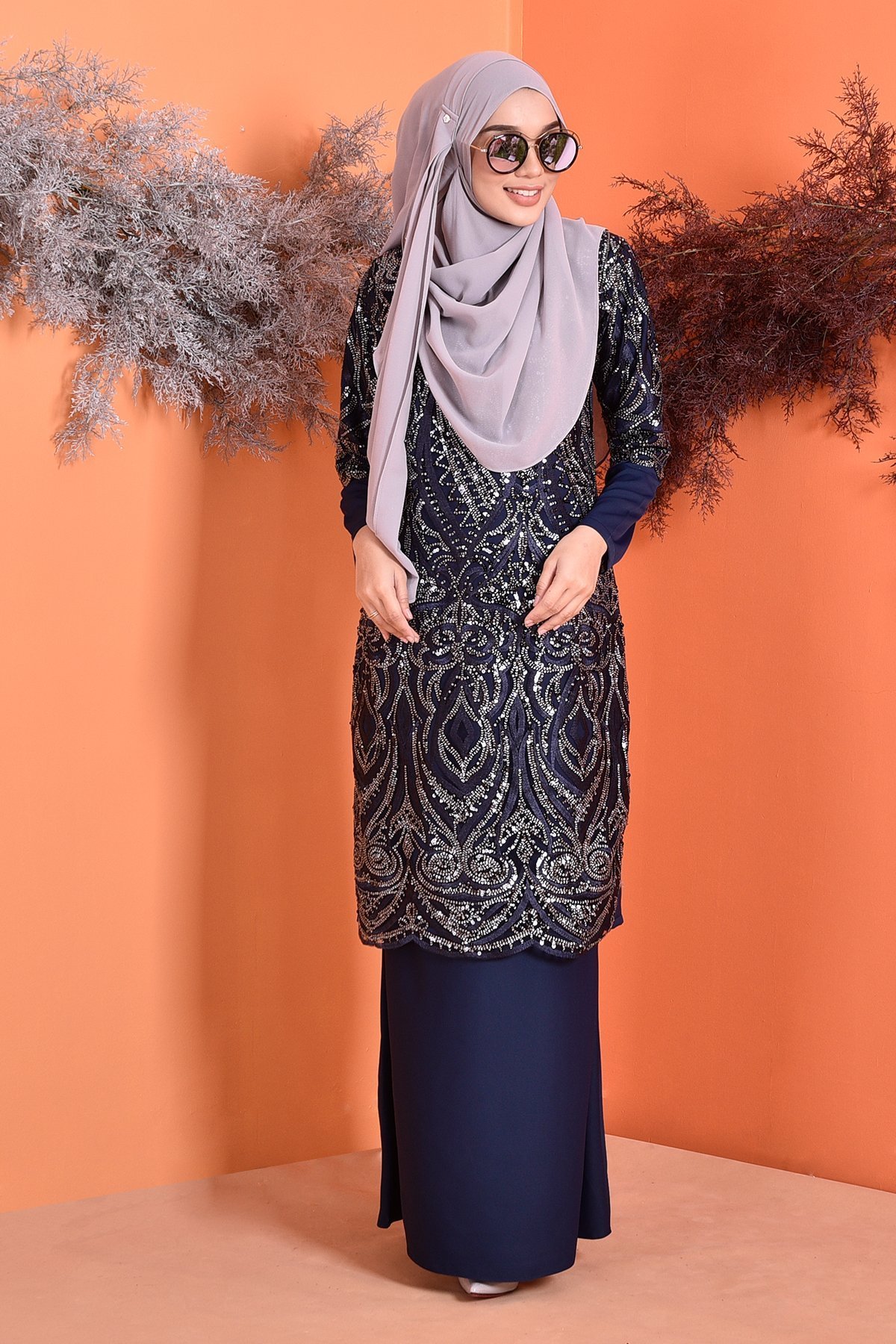 Baju Kurung Lace Sequin Jazlyn - Majestic Blue