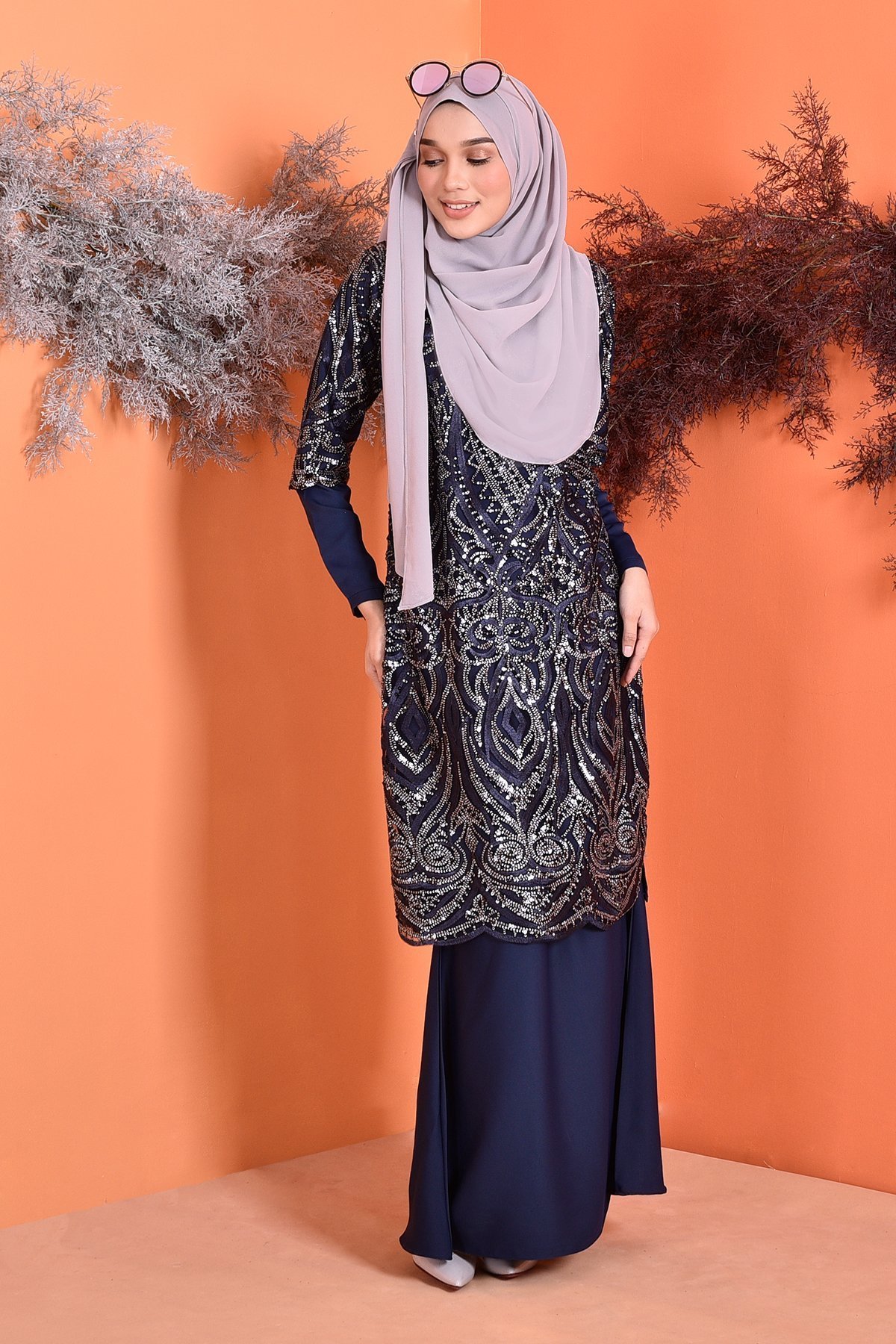 Baju Kurung Lace Sequin Jazlyn - Majestic Blue