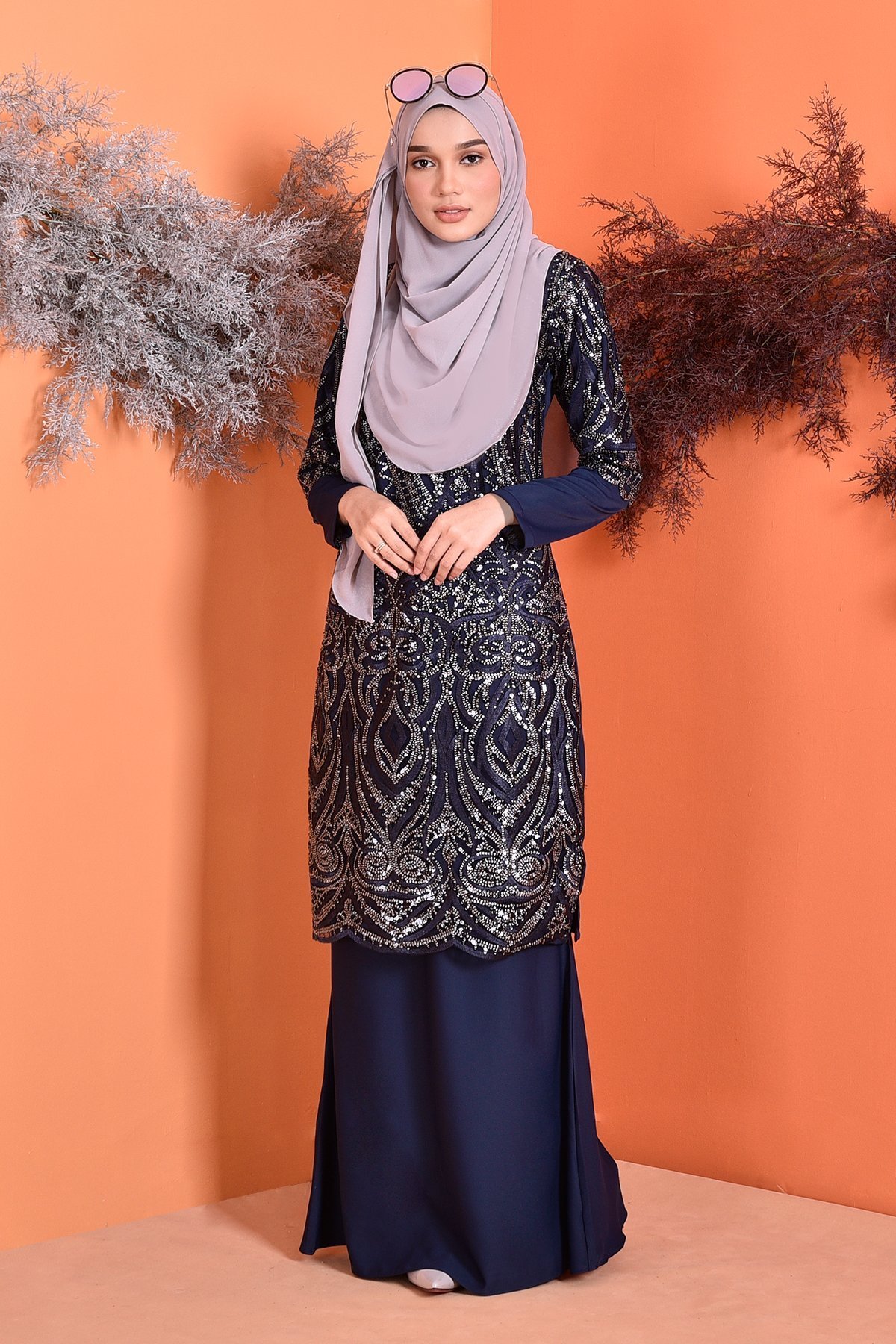 Baju Kurung Lace Sequin Jazlyn - Majestic Blue