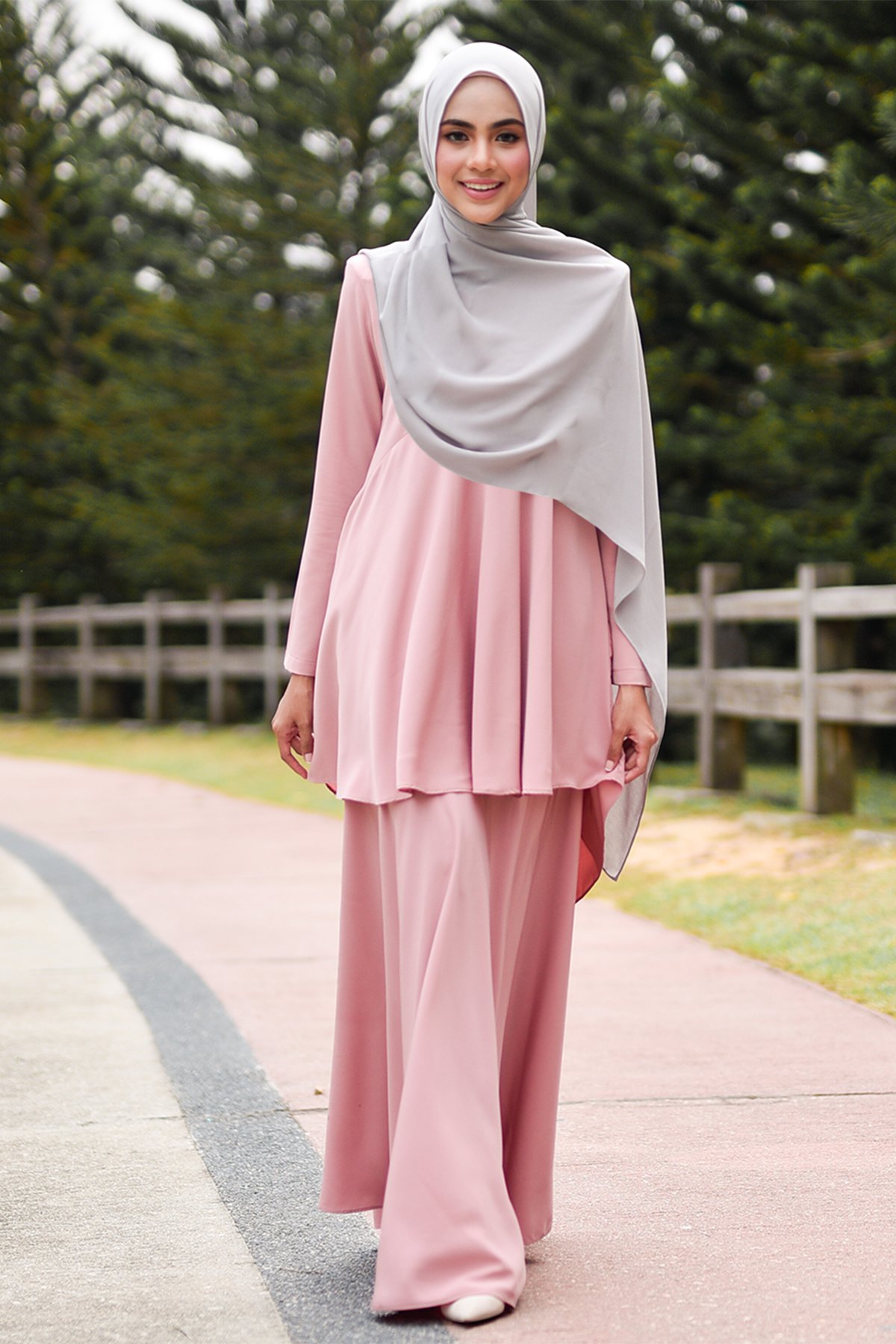 Baju Kurung Suit Hazana - Pink